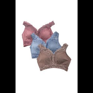 Rhonda Shear  3-pack Pin-Up Bra w/ Lace Back Detail Glimmering Dusk -